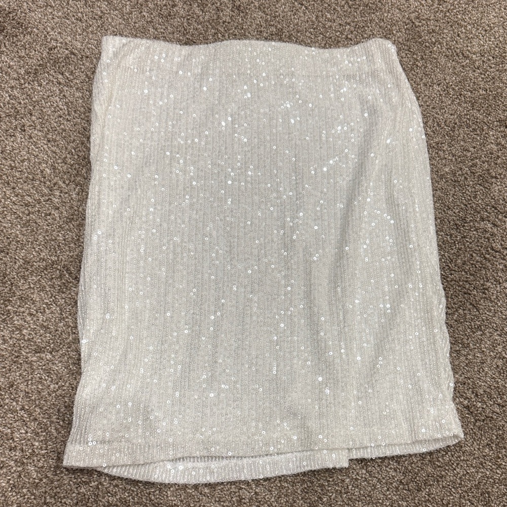 Cable & Gauge sequin white Midi Skirt